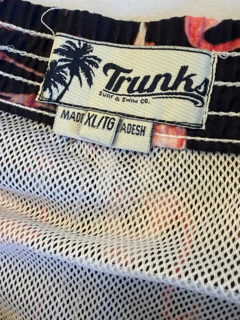 TRUNKS SURF & SWIM FLAMINGO PRINT NAVY BLUE PINK LINED SHORTS MENS SIZE XL
